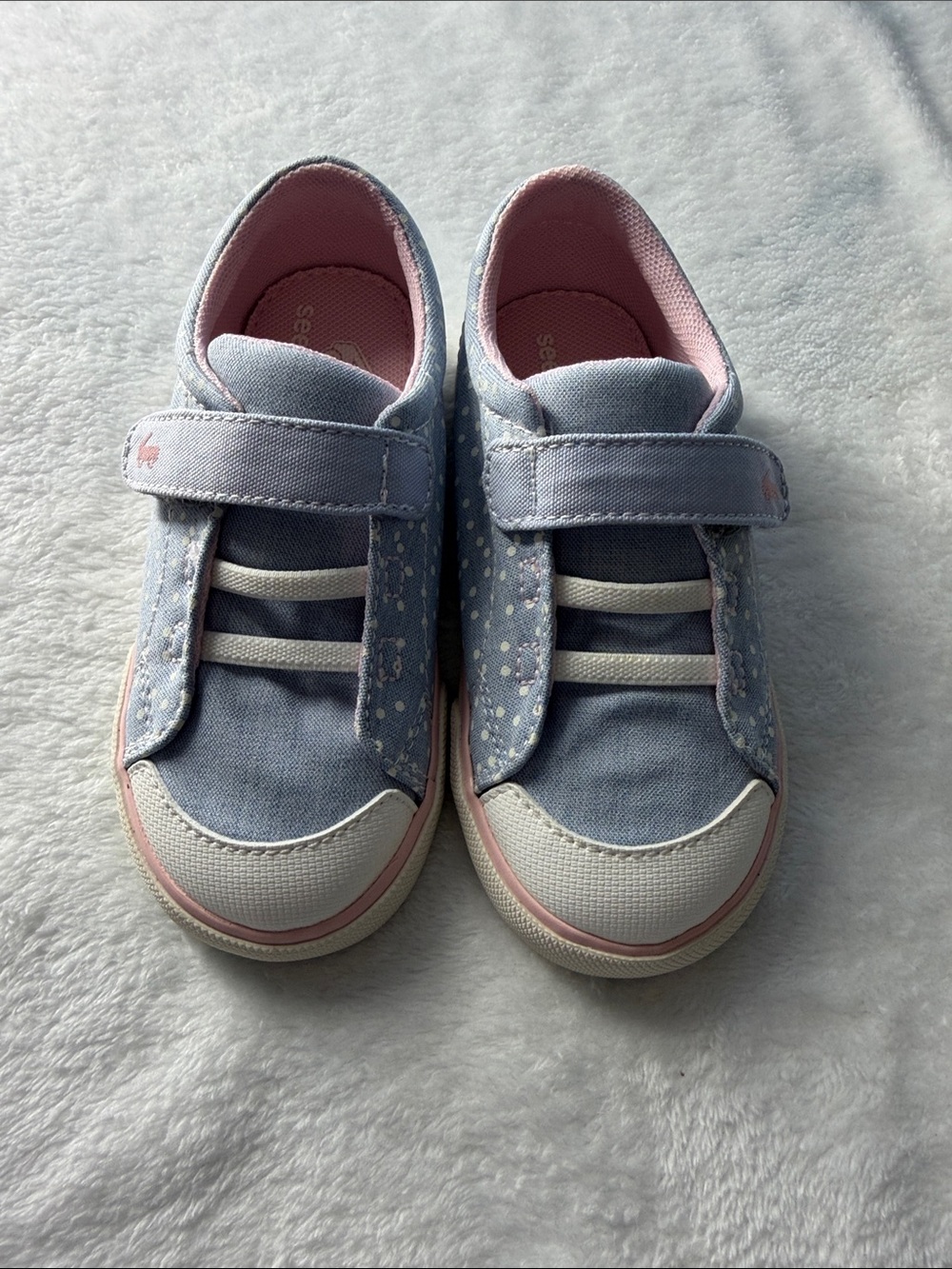 See Kai Run Light Blue and Pink Floral Hook-and-Loop Kids Sneakers